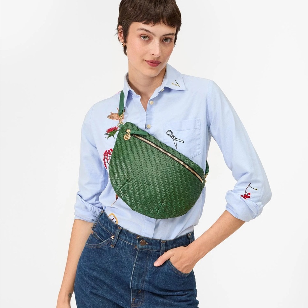 Clare V Evergreen Crossbody Bag with Woven Zig Zag Design